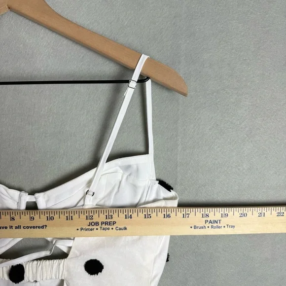 Brand New For Love & Lemons Abigail Polka Dot Mini Dress in Ivory White Black XL - Picture 13 of 13